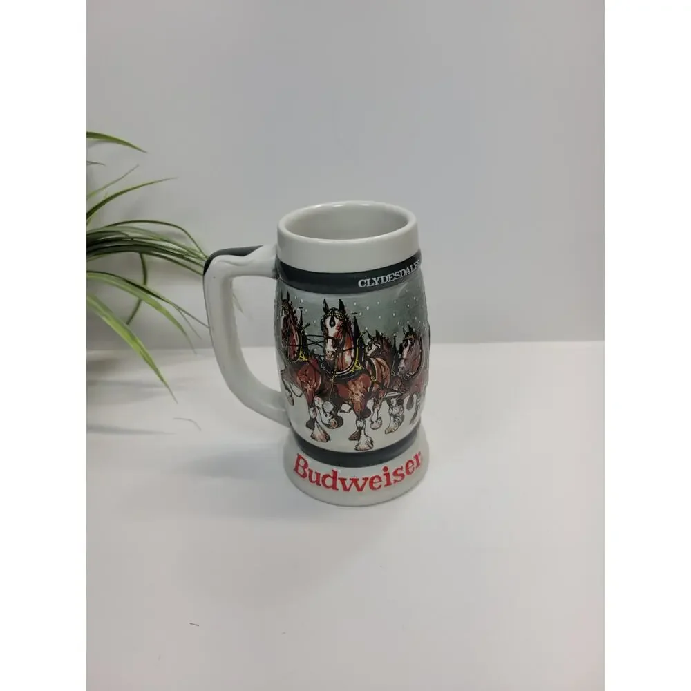1982 Budweiser Holiday Beer Stein Clydesdales 50th Anniversary 1933-1983